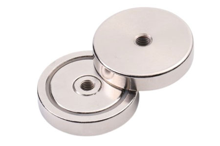 Flache Neodym Pot/Cup Magnete mit Gewindeloch